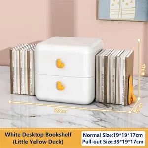 Kotak penyimpanan alat tulis kantor, tempat buku Desktop plastik bebek kuning kecil dapat disesuaikan untuk Laci dan ruang meja