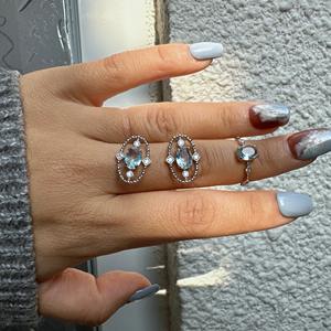 Ensemble de boucles d'oreilles en argent sterling S925 avec diamant bleu vintage, style médiéval du Danube, bijoux fins de niche - Product Image 2