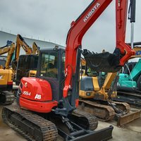 En stock, occasion, pour pelle sur chenilles U55-4, 5 tonnes, godet de 0,16 m, moteur japonais d'origine, pour travaux d'aménagement paysager et de terrassement.