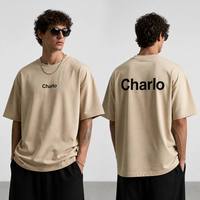 T-shirt personnalisé avec logo, impression sur tissu épais, coupe ample, épaules tombantes, 100% coton Supima, t-shirt court et ample pour homme