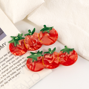 Pasadores de Pelo Retro de Acetato con Forma de Tomate, Lindas Horquillas de Acetato, Accesorios para el Cabello Inspirados en Comida Kawaii - Product Image 6