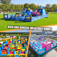 Parc de jeux gonflables pour enfants, vente flash, parc à thème gonflable commercial extérieur, châteaux gonflables bleus, parcours d'obstacles