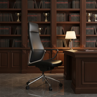 Chaise de bureau moderne pour dirigeant, inclinable et réglable, en cuir PU, confortable, pivotante, haut de gamme, en alliage d'aluminium, à cinq étoiles