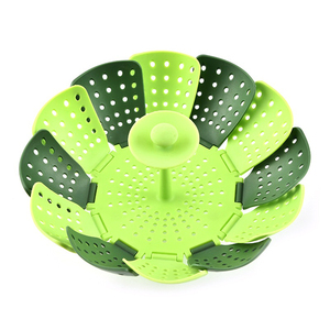 Customizable Logo Household Kitchen Portable <strong>Plastic</strong> Food <strong>Steamer</strong> Multi-Functional Folding Silicone Vegetable <strong>Steamer</strong> <strong>Basket</strong>