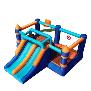 Château gonflable d'extérieur avec double toboggan, panier de basket et jeu de tir |   Directement de l'usine, qualité commerciale supérieure - Product Image 2