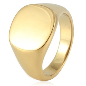 yunnique Minimalist <b>Titanium</b> Steel Polished Stamp <b>Ring</b> Gold Unisex Fashion Jewelry Gift - Product Image 1