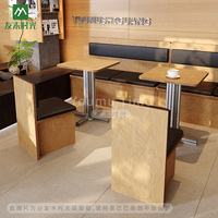 Ensemble table et chaises de style coréen moderne pour café, banquette en bois pour restaurant, mobilier commercial pour établissement de restauration rapide