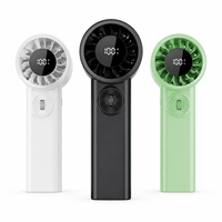 Ventilateur portable rechargeable, mini ventilateur de refroidissement avec vitesse de vent réglable, affichage numérique LED, longue durée de vie de la batterie