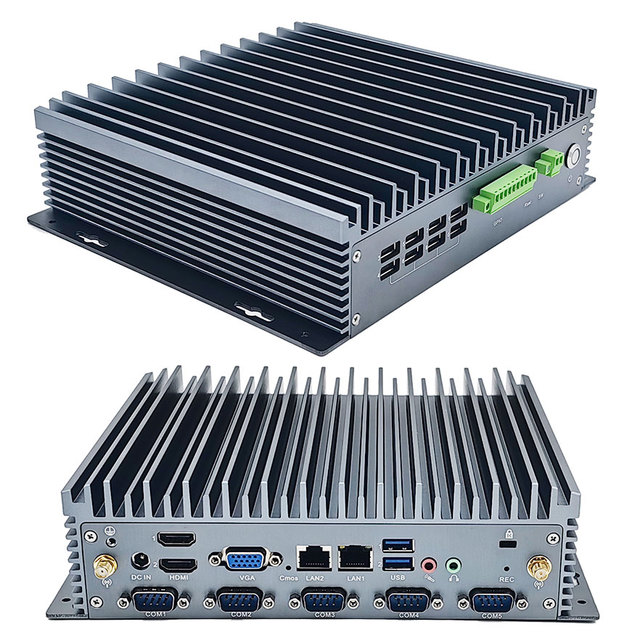 Factory I3 I5 I7 Gen12 Gen13 Aluminum Industrial Mini PC Fanless with 2DDR4 2LAN 5COM Dual 4G RS422 RS485 DI DO