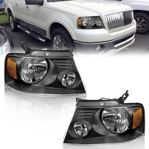 Faro Delantero OVOVS para Lado del Conductor y Pasajero con Carcasa Negra, Lente Transparente y Reflector Ámbar para Ford F-150 2004 2005 2006 2007 <span class=keywords><strong>2008</strong></span> - Product Image 1
