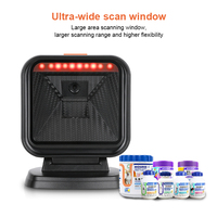 Pemindai Barcode LED QR Omnidirectional Luckydoor Factory Wired USB Linux/Android/Windows untuk Supermarket, Desktop, 1D 2D, Stok