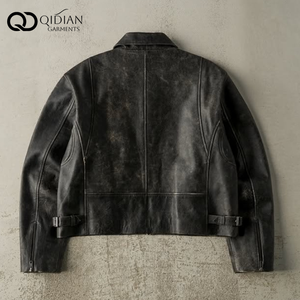 Manufacturer Custom <strong>Men's</strong> Vintage Leather <strong>Jacket</strong> High Quality Cropped Faux Leather Bomber <strong>Jacket</strong> Motorcycle Biker <strong>Racing</strong> <strong>Jacket</strong> - Product Image 6
