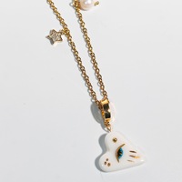 Pendentif en acier inoxydable avec breloque en forme de cœur de perle fait à la main Colliers de perles de couleur cristal en pierre naturelle pour femmes