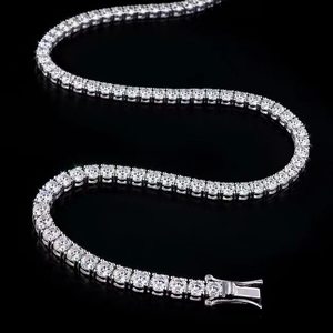Precio de Collar de Moissanita Hip Hop de Plata de Ley 925 con incrustaciones de Moissanita de 2mm, 3mm, 4mm, tipo Cadena Tenis - Product Image 6