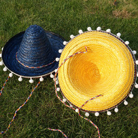 Sombrero marroquí Sombrero de paja para mujer Sombrero de playa de verano de gran tamaño para viajes al aire libre Deportes casuales Dibujado a mano Inspirado México