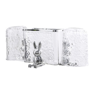 Glacier Patterned <b>Toothbrush</b> <b>Holder</b> Double Wall Mounted Transparent Storage For Toothpaste Cups And <b>Toothbrushes</b> - Product Image 5