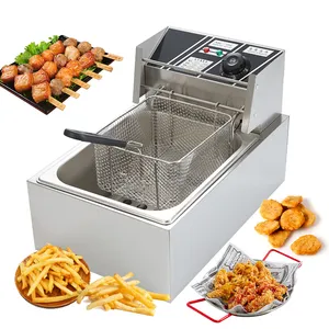 Highly waterproof fish fryers deep commercial automatic stainless steel fat fryers with oil filter restaurant cleaning kit fryer