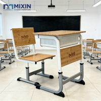Meubles scolaires en bambou spéciaux des Philippines, ensemble bureau et chaise d'étude en bois pour salle de classe, bureau d'écolier individuel pas cher pour salle de classe