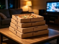 Boîte à pizza sur mesure avec logo, en carton ondulé kraft, pour restaurant de restauration rapide