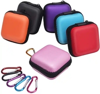 Vente Flash : Étui de Rangement Portable Personnalisé pour Écouteurs 8*8*4cm en EVA avec Fermeture Éclair, Poche en Maille et Mousqueton pour Chargeur
