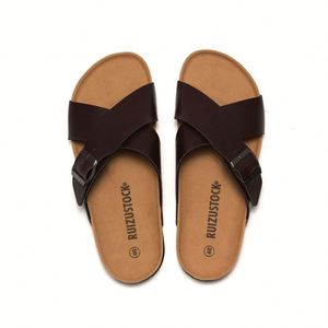 Nouvelles pantoufles d'extérieur en EVA avec doublure en cuir, respirantes, semelle antidérapante, confortables, semelle souple - Product Image 6