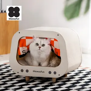 MewooFun Haustier möbel Holz Katze TV Haus Holz Katze Eigentums wohnung Bett für Innen katzen
