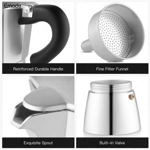 إمودي جودة ممتازة النحاس الانتهاء من الألومنيوم وعاء القهوة موكا ، 6 أكواب الألومنيوم إسبرسو صانع القهوة ، أسفل التعريفي - Product Image 4