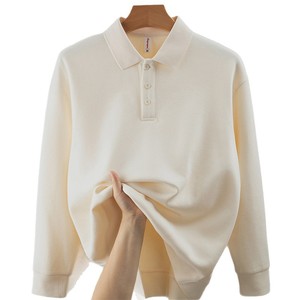 เสื้อโปโลแขนยาวผู้หญิง สีเบจ ชุดลำลองสำหรับวัยรุ่น สไตล์ฤดูใบไม้ผลิฤดูใบไม้ร่วง - Product Image 1