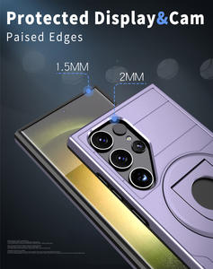 Custodia per telefono con cavalletto rigido per <span class=keywords><strong>Samsung</strong></span> S24 Ultra <span class=keywords><strong>360</strong></span> gradi antiurto in metallo porta lenti smerigliate - Product Image 5