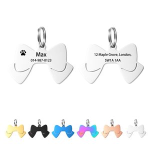 Vente en gros de médailles d'identification pour animaux de compagnie en métal enduit de haute qualité, style nœud papillon en acier inoxydable, avec échantillon gratuit, personnalisables par gravure <span class=keywords><strong>laser</strong></span>, pour identification de ville - Product Image 6