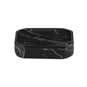 New Design 6pcs Marble Print <strong>Ceramic</strong> Bathroom <strong>Accessory</strong> Set Black Square Taper Stoneware <strong>Bath</strong> Look <strong>Accessory</strong> Set - Product Image 5