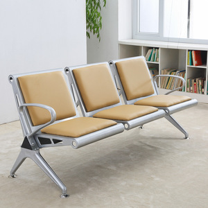 Silla Moderna de 3 Plazas en PU con Acabado de Acero Inoxidable para Áreas de Espera de Aeropuertos, Hospitales, Centros Comerciales, Oficinas y Parques - Product Image 3