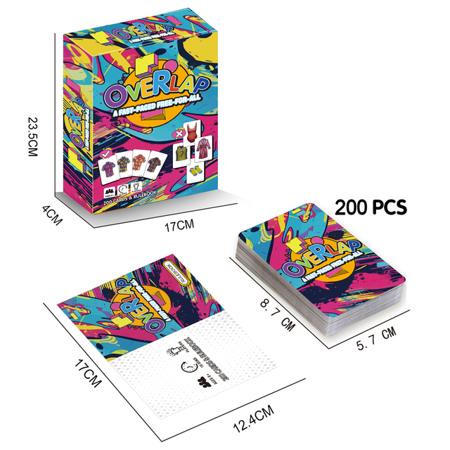 200-Piece Fast-Paced Battle Card Game - Competitive Free-for-All Card Set with Rulebook, 23.5x17x4cm Box for Family Party Games