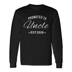 Camiseta de manga larga negra para hombre Promoted To Uncle Est 2026, ropa informal - Product Image 2