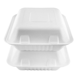 批发环保甘蔗渣纸浆一次性饭盒可生物降解热卖食品容器蛤壳盒 - Product Image 5