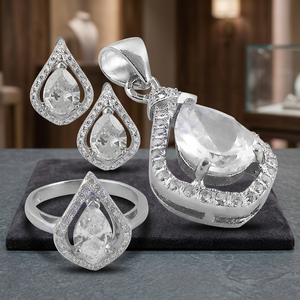 อาร์ต พาเลซ โรแมนติก ซิลเวอร์ ซีซี จีมสโตนจี้ชุดเครื่องประดับแฟชั่น - Product Image 3