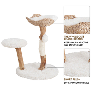Grosir pohon kucing alam mainan mewah Modern rumah kayu kucing pohon cakar Menara kucing - Product Image 6