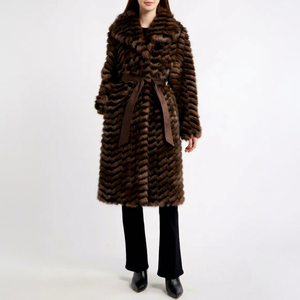 Manteau long décontracté en laine pour femme avec col en fausse fourrure amovible, couleur unie, écologique, personnalisable, vente en gros, luxe, hiver - Product Image 1