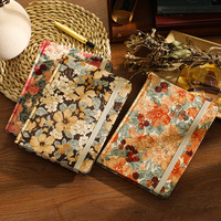 Carnet A5 imprimé style peinture à l'huile vintage, agenda en tissu de velours côtelé fait main, journal en coton avec motif floral, bloc-notes