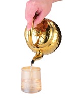 Théière de luxe en acier inoxydable à motif diamant avec poignée, bouilloire dorée/argentée polie miroir avec infuseur amovible pour le thé à la maison