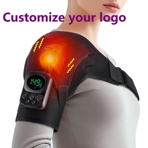 Gold Electrode EMS Shoulder Massager Magnetic Detachable Controller PTC Heating <b>Vibration</b> LED Display Velcro Strap Rechargeable - Product Image 1