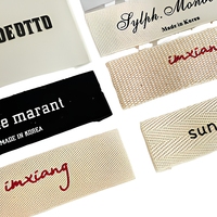 Étiquettes tissées personnalisées en coton avec logo, pliées en extrémité, rectangulaires ou carrées, pour vêtements, sacs et chaussures