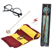 Accesorios de Cosplay para disfraz de Harry Potter, varita mágica para fiesta de cumpleaños, marco de gafas, bufanda de punto, collar