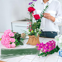 200 pièces de fil de fleuriste vert foncé pour arrangements floraux et créations DIY, 30 cm et 40 cm