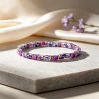 Bracelet artisanal en jaspe impérial 2026, perles de pierres précieuses en gros, bracelet jonc perlé en tube violet, bijoux Kara, pierre naturelle