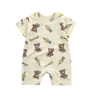 <span class=keywords><strong>2023</strong></span> bébé barboteuse tricoté solide été décontracté exportation 0-2 ans en gros infantile combinaison 100% coton à manches courtes - Product Image 5
