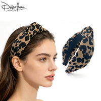 DREAM FASHION Bandeau léger de haute qualité en matériau recyclé, imprimé léopard marron et noir, avec nœud, fait main sur mesure pour femme