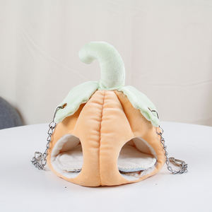 Recién llegado, cama de animales pequeños, nido de algodón con forma de calabaza cálida para hámster y conejillo de indias, casa de cama para mascotas con patrón sólido - Product Image 5