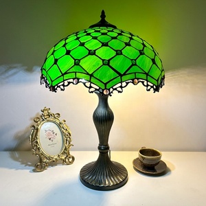 Longhuijing 16-Inch Stained Glass Mediterranean LED E26 Dome Simple Flexible AC Table <b>Light</b> for Living Room Bedroom Office - Product Image 1
