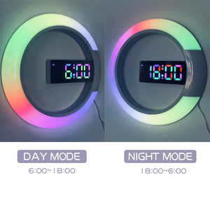 Tranh Luận 12-inch LED kỹ thuật số Đồng hồ treo tường RGB ánh sáng ban đêm điều khiển từ xa Tuần Báo động hiển thị nhiệt độ hiện đại cho bàn nhà bảng - Product Image 3